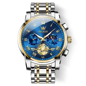 OLEVS 2859 Men’s Business Watch, Roman Numeral Dial, Chronograph with 24-Hour Indicator, Luminous & Waterproof Quartz, Luxury Formal Wear