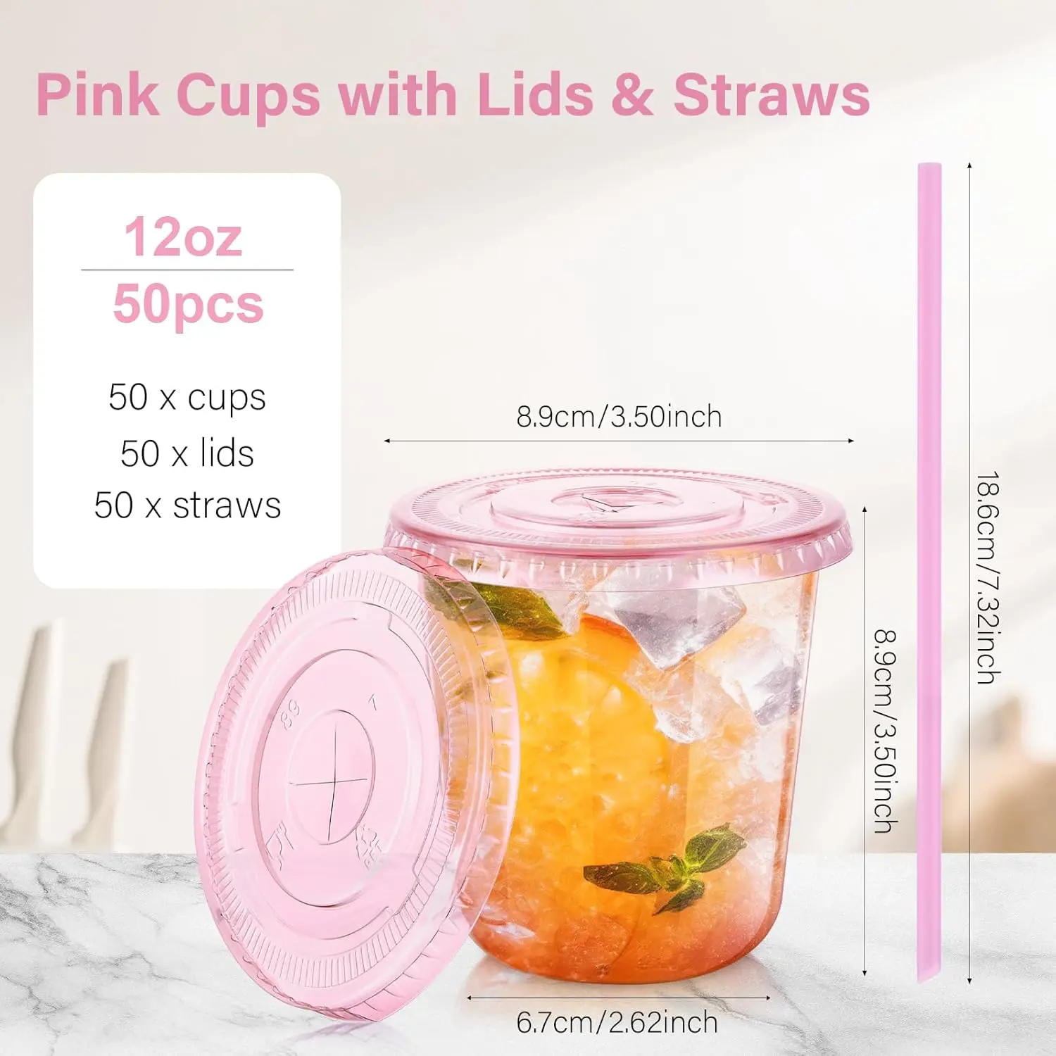 50 Pack 12 oz Pink Plastic Party Cups with Lids and Straws, Disposable Iced  Coffee Cup with Lids, Round Bottom Drinking Cups for Birthday Wedding  Valentine's Galentine's Bachelorette Party - TikTok Shop