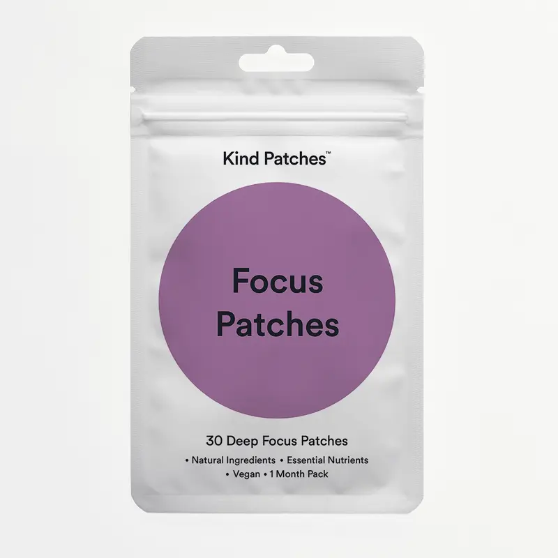 Kind Patches｜ Focus Patches ｜30 Deep Focus Patches:Natural Ingredients & Essential Nutrients - Vegan, 1 Month Pack