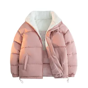 American New Trendy Loose Jacket Men Comfortable Thermal Solid Color Double-Sided Wear Cotton Coat for Winter