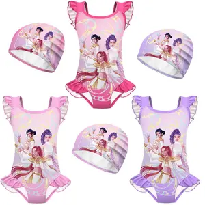 2026 New Arrival: K-Pop-Style "Demon Huntress" Girl Group Outfit — High-Stretch, Lace-Trimmed One-Piece Swimsuit & Cosplay Set