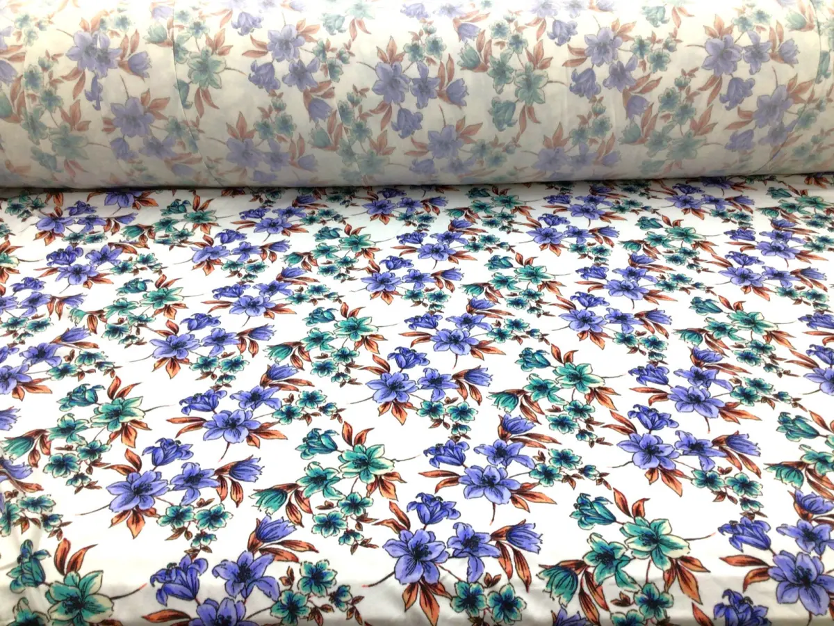 Double Brushed DTY Floral Spandex Stretch Apparel Fabric Teal BlueTurquoise M212