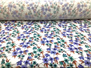 Double Brushed DTY Floral Spandex Stretch Apparel Fabric Teal BlueTurquoise M212