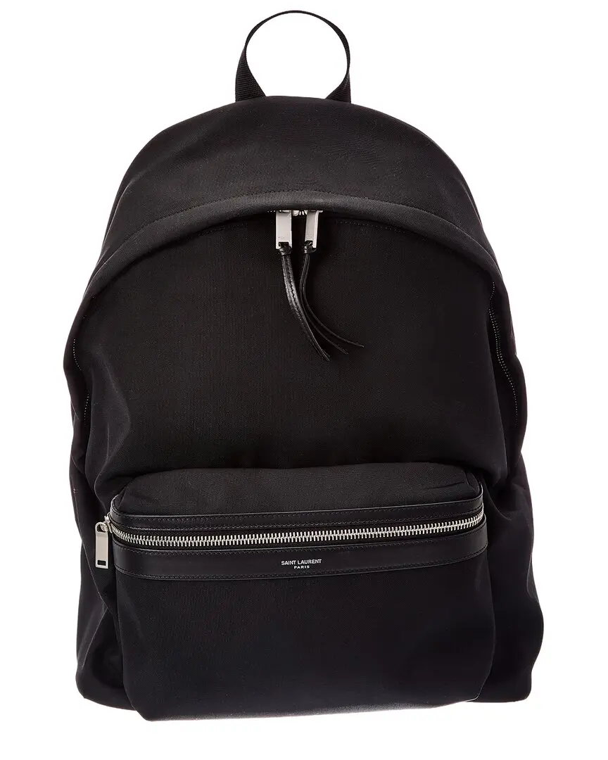 Saint Laurent City Canvas & Leather Backpack