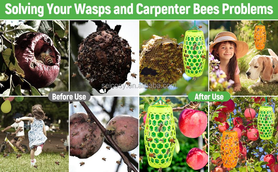 Chingyoo Solid orange Wasp Traps Outdoor Hanging Bee Trap Wasp Repellent Indoor/Outdoor Insect Trap Yellow Jacket Trap Eco-Friendly