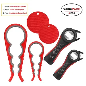 6 Pcs set - Jar Opener for Weak Hands, Seniors with Arthritis, 5 in 1 Multi Function Bottle Opener Lid Opener For Arthritic Hands  Utensils Handles