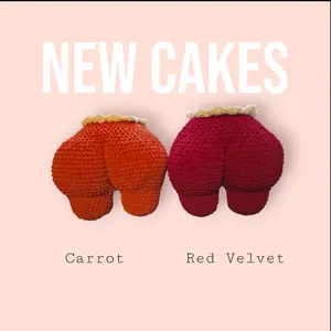 SnuggleUpCake Red Velvet Cake Booty Plush - Cheeky Dessert Inspired Gift - Funny Adult Gift - Handmade Crochet Plush - Cake Plush