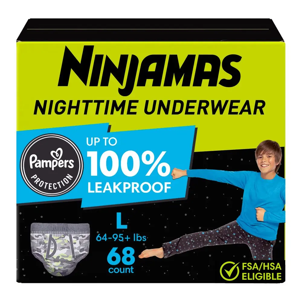 Pampers Ninjamas Nighttime Bedwetting Underwear Boy - Size 8 - 68ct