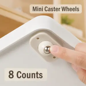 8Pcs Sticky On Tiny Swivel Casters, 360° Full Rotation, Quiet Smooth Rolling, Heavy Load Bearing Durable Self-Adhesive Mini Wheel