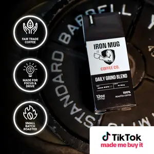 STRONG Coffee - Iron Mug Coffee - Daily Grind Blend - Medium Roast - Pre-workout - Coffee for lifters