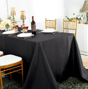 90"x156" Seamless Rectangular Economy Polyester Tablecloth - Black (1pc)
