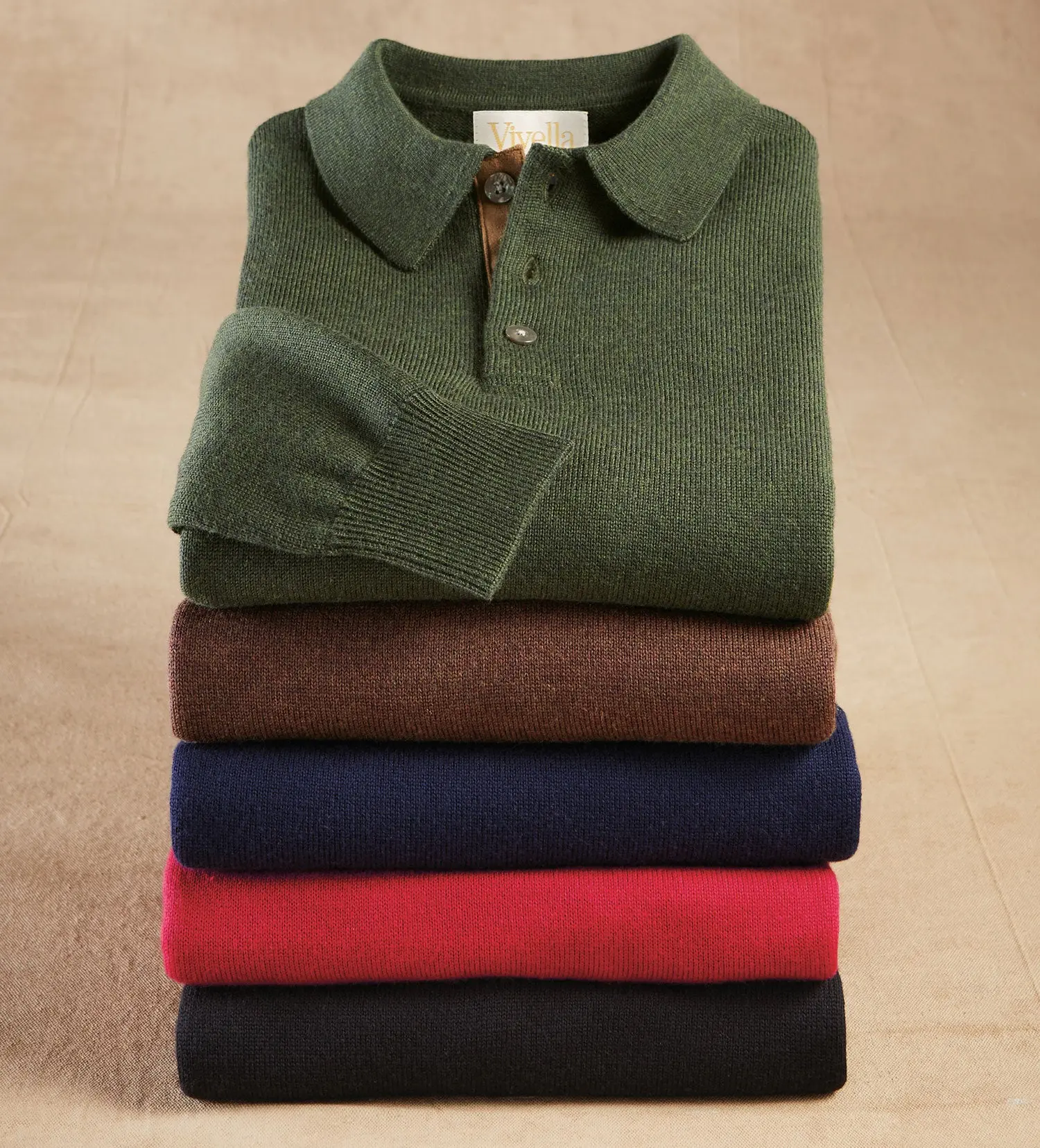 Men's Viyella Merino Wool Casual Polo Shirt - Menswear Top with Suede Trim, Plain, Shirts