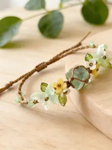 Bohemian Crystal Bracelet, Pretty Bracelet, Elegant Handmade Floral Design, Perfect for Daily Wear, Parties, Holidays, Gift for Girlfriend, All Seasons, Flower Design Bracelet
