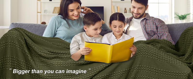 PHF 100% Cotton Weave Waffle Blanket & PHF Truly Velvet Fitted Sheet, Bedding Set for Winter