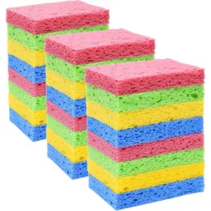 24 Pack Kitchen Sponges Natural Cellulose Compressed Sponges for Cleaning Reusable Dish Sponge Kitchen Non-Scratch DIY - Home Improvement.