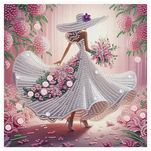 DIY 5D Diamond Art Painting Kit, Floral & Lady Pattern DIY Diamond Art Painting without Frame, DIY Decorative Art Picture for Beginner, Diamond Painting Kits, Handicraft