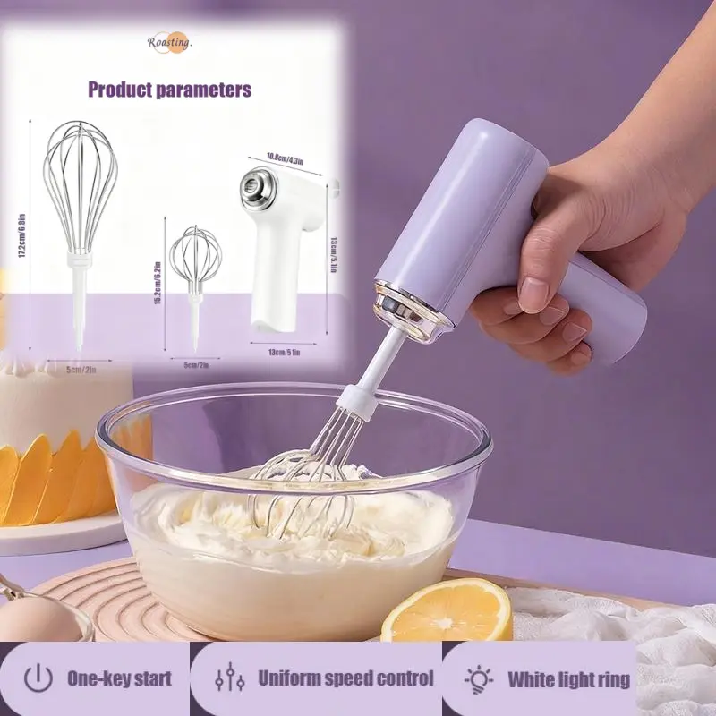 USB Rechargeable Handheld Electric Egg Beater - Powerful Kitchen Mixer, 3-Speed Adjustable, Cordless, Portable, Lightweight Baking Tool for Cake Making, Home Party Gift Item