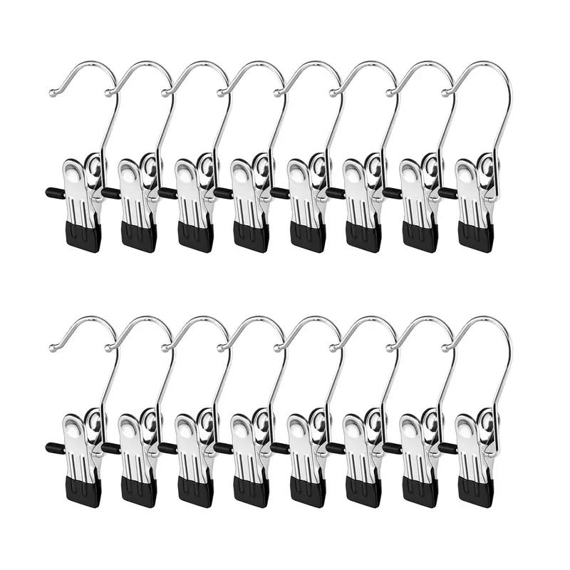 10 Counts Hangers Clips Anti-Rust Metal Hanging Hook Clips for Indoor/Outdoor Drying Durable Lightweight Organiser 360° Rotate Design Space Saving