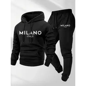 Viral 2025 Milano Luxury Tracksuit – #BlackFriday High-End Streetwear, "MILANO ITALY" Minimalist Print + Cozy Hoodie & Joggers Set, Italian Fashion Vibe for #WinterFashion #FallFashion Sophisticated Casual Outfits, Sweatsuit Matching Set, Sweatsuit Sets