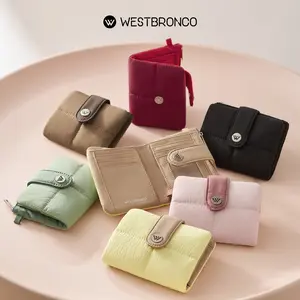 【Valentine's Day Gift】WESTBRONCO Minimalist Wallets for Women Fashion Card Holder for Daily Use, Puffer RFID Short Wallet for Teen Girls, Coin Purse with ID Window&Zipper Pocket&Card Slots Casual Style Gift for Her TikTokShopJumpstartSale