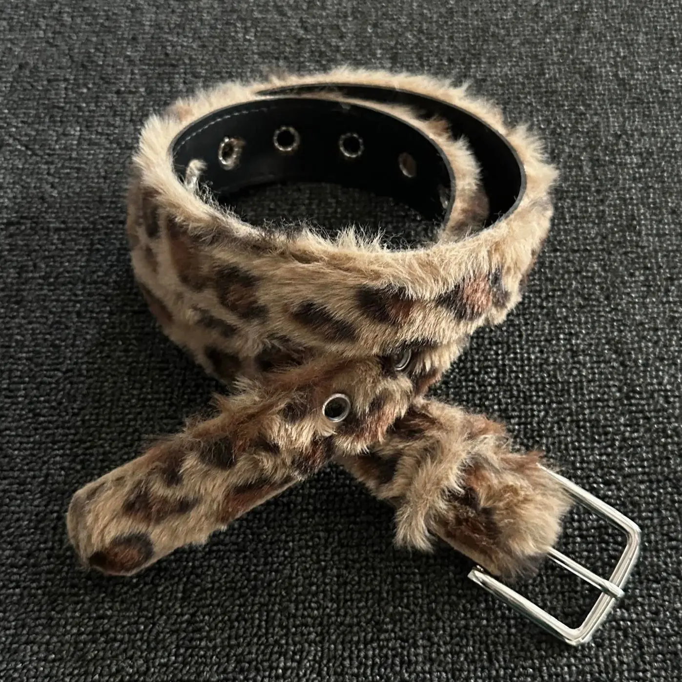Fluffy Leopard Print Belt Unisex