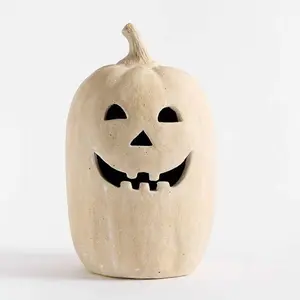 Hand Carved Terracotta Pumpkin Decor Natural Resin Fall Halloween Indoor Outdoor Ornament Decoration