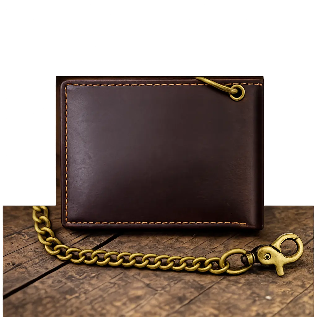 Men's Genuine Hunter Leather Biker Long Chain Wallet with RFID Blocking Bifold
