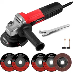 [Father's Day Gift]Angle Grinder, 7.5-Amp 4-1/2 inch Electric Grinder Power Tools with Grinding and Cutting Wheels, Flap Disc and Auxiliary Handle for Cutting, Grinding, Polishing and Rust Removal - Red