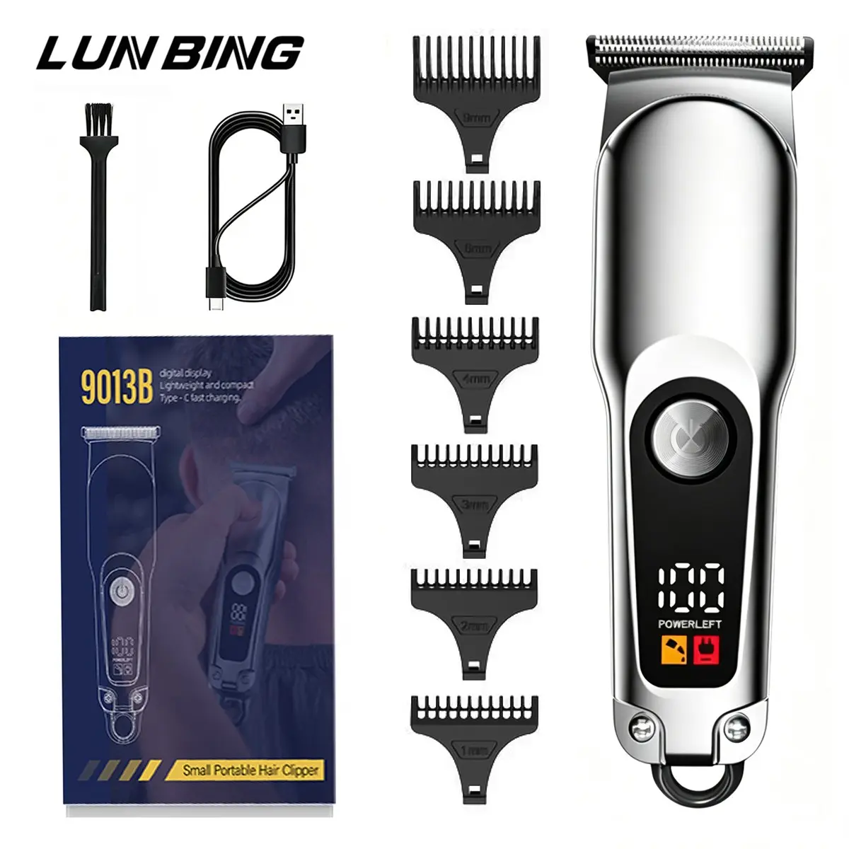 Professional Hair Clippers for Men, Cordless Metal Barber Clippers And Trimmers Set, Rechargeable Clippers, Clippers for Hair Cutting Kit with LCD Display, Zero Gap T-Blade Beard Hair Trimmer, Gifts for Men