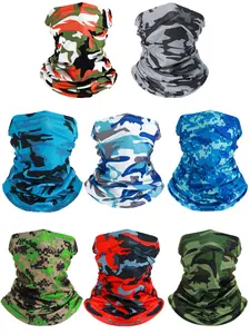 8 Pcs Summer Camo Neck Gaiter Scarf Bandanas for Men Sun Hoods Balaclava Cooling Breathable Face Mask Outdoor Sports