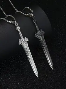 Trendy Punk Sword Pendant, Gothic Stainless Steel Chain Necklace, Simple Retro Design, Suitable for Both Men and Women, Street Style, Party Style, Personalized Casual Necklace, Fashion Necklace, Jewelry Gifts