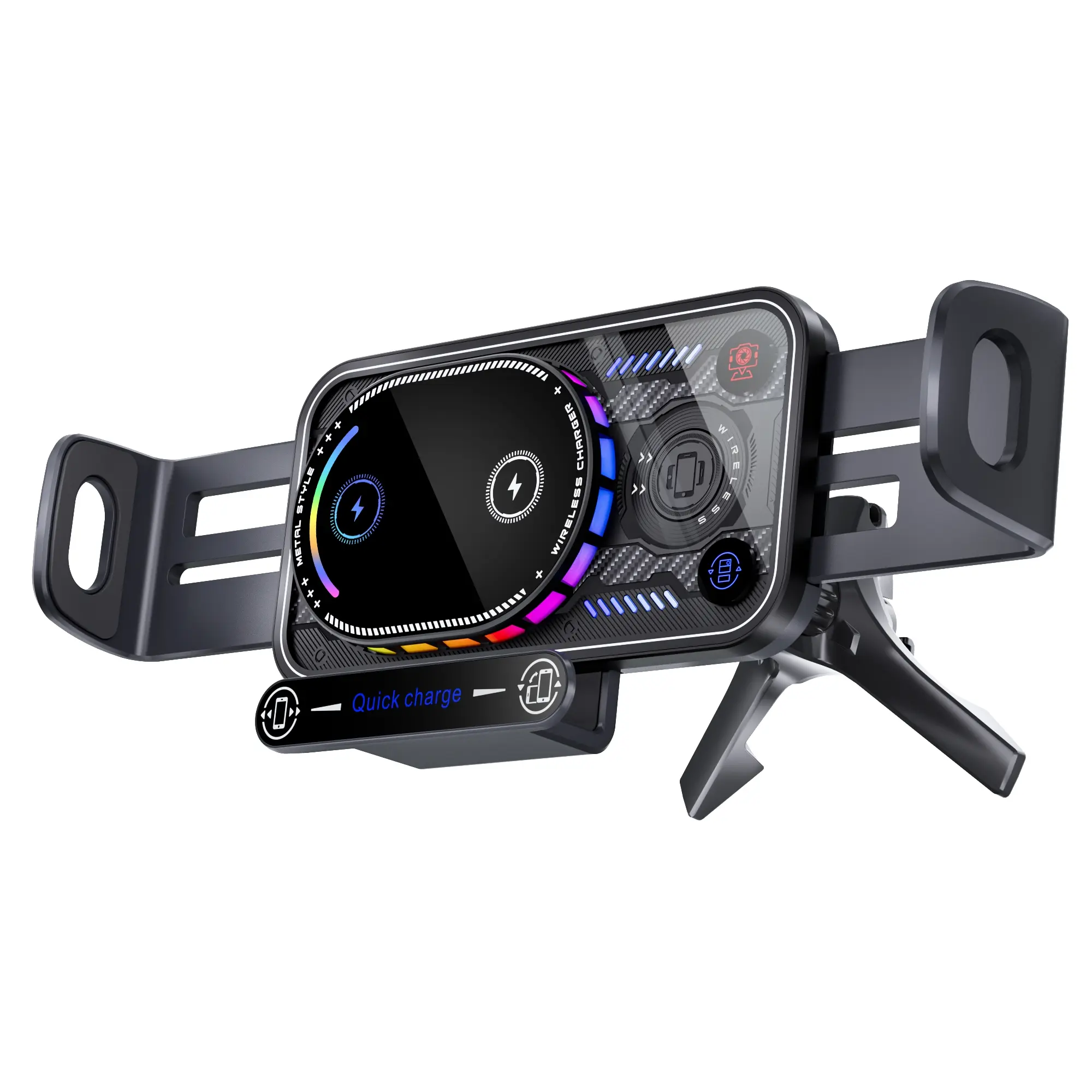 Car Phone Holder Rotating Foldable Wireless Charging Stand Magnetic Fast Charge for Huawei Samsung iPhone 15 14 13 12 11 Pro Max XS