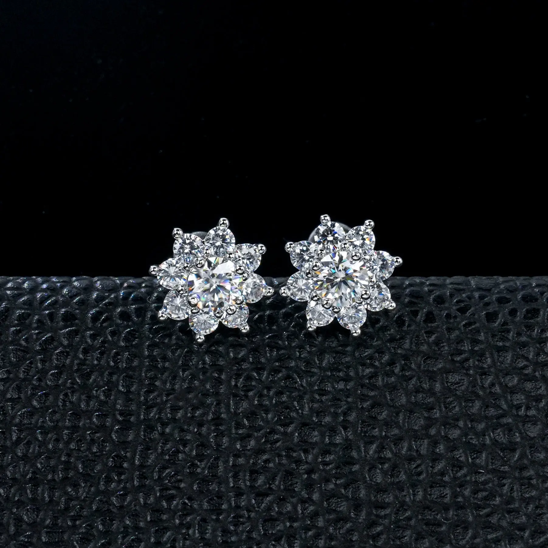 Celestial Moissanite Starburst Cluster Stud Earrings