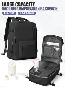 Three-piece vacuum travel bag set, equipped with detachable bag and electric air pump, large-capacity backpack, multi-compartment design, casual style, Multifunctional Backpack