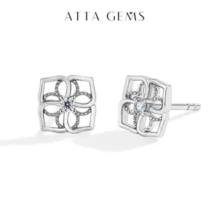 Special Flower Shape 2.1mm Synthetic Moissanite Earrings for Women Birthday Engagement Gift E027