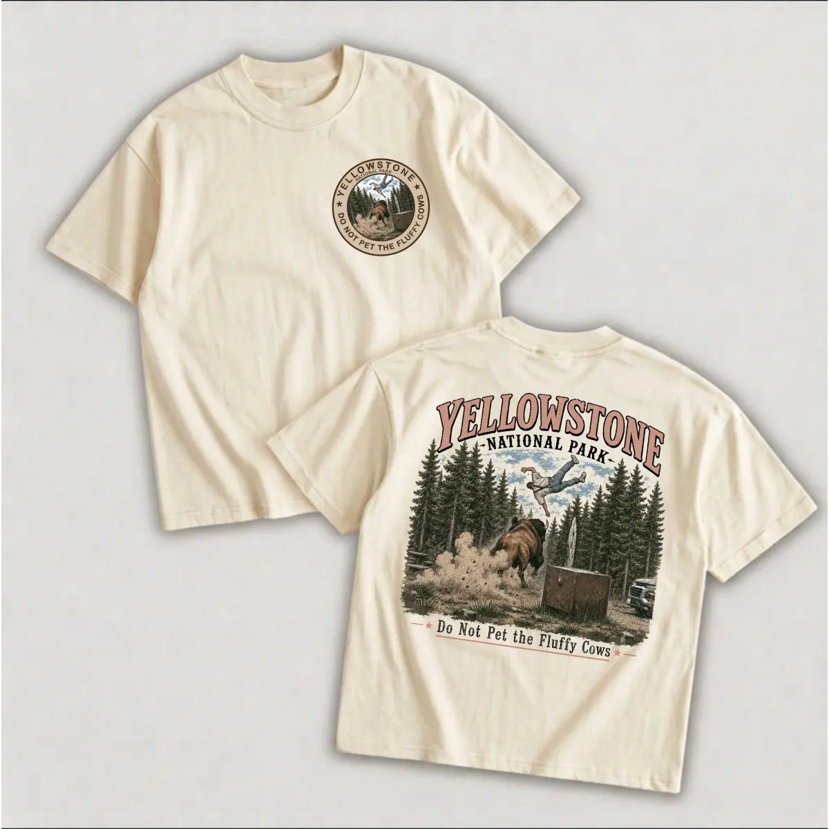 Do Not Pet The Fluffy Cows 2 Sided T-shirt, Yellowstone National Park Shirt, Family Trip Outfit, Matching Camp Tees, Vacation Gifts