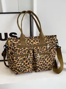 Fashion Leopard Pattern Tote Bag, Casual Large Capacity Shoulder Bag for Women, Trendy Versatile High-quality Daily Commuting Bag, Girl Fashionable Bag