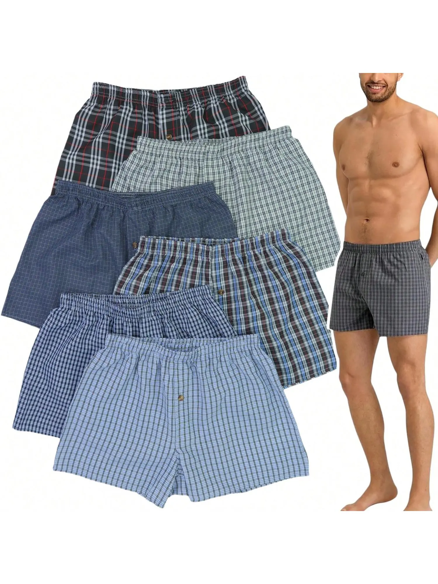 ToBeInStyle Men's 3 or 6 Item Pack Of Classic Multicolor Boxer Briefs Menswear Blue