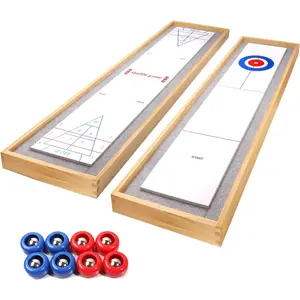 2-in-1 Mini Shuffleboard and Curling Tabletop Game Board Set