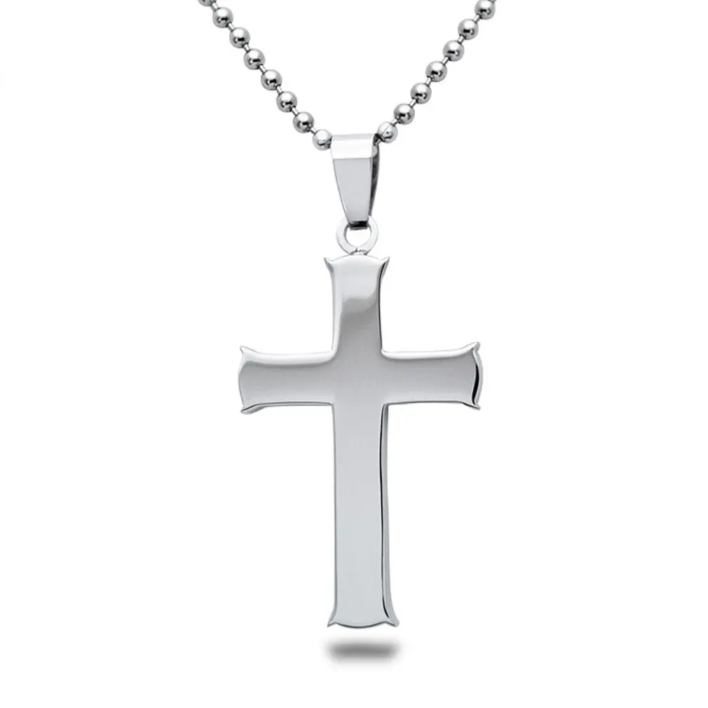 Cross Necklace Personalized Stainless Steel Cross Necklace for Men and Women 24 Inches FREE ENGRAVING SSN073