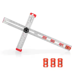 4 in 1 Drilling Positioning Ruler, 24 in Adjustable T Square, Multi-Function T-Square, Cabinet Hardware Clamp, Woodworking Marking Gauge Tool, Cabinet Drawer Door Hole Drilling Template (24 Inch 1+3)