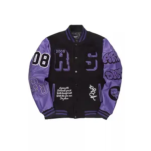 Leslee Black/Purple Oversized Varsity Jacket Leslee Black/Purple Oversized Varsity Jacket