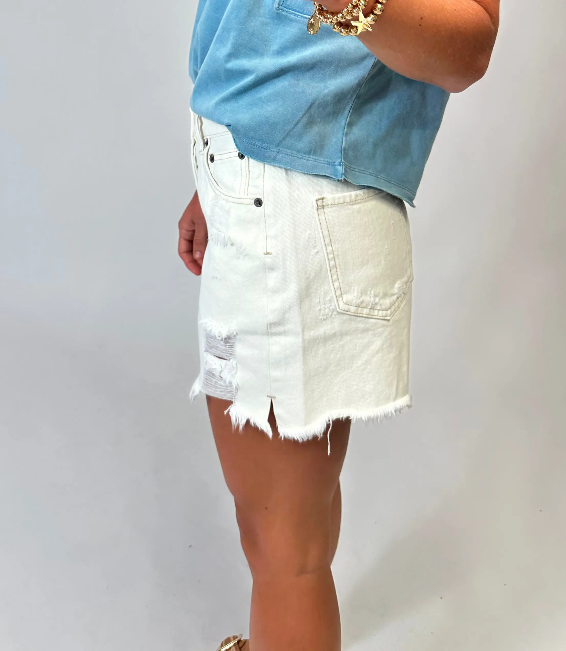 Together Denim Shorts - Cream