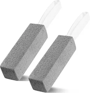 2Pack Pumice Stone with Handle, Toilet Bowl Cleaner, Hard Water Ring Remover for Bathroom, Pool, Kitchen, Home Cleaning.