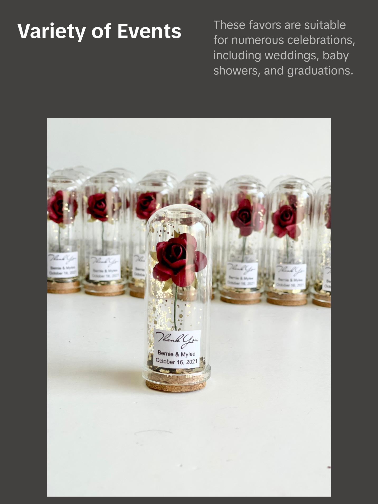 10 pcs Bulk Rose Dome Favors for Guests, Wedding Favors Gifts, Personalized Party Gifts, Beauty and the Beast Custom Favors, Bachelorette Favors