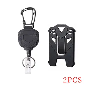 Polygonal ID Badge Holder with Card Case, Keychain Clip, Backpack Hanging Tag, Tactical Document Case for Drivers & Office Workers, Retractable Badge Holder
