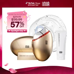 INIA GLACE Microcurrent Lymphatic Drainage Beauty Device | EMS Microcurrent-Activated Deep Drainage with Red & Blue Light, Thermal & Cryo Therapy for Instant De-Puff, Snatched Lift, Face & Neck Sculpting, Mother's Day Special Gift