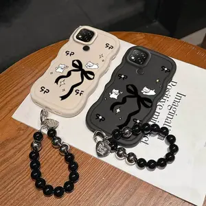 1 Piece Suitable For Redmi 9A/10/10 2022/9/9C NFC/9C/10A/9A Sport/9T/9AT Kittens love bows Phone Case Cover Made From Flexible Enhancing Reinforced And Lanyard In Home Suitable For Redmi 9C NFC