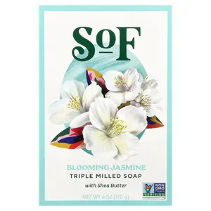 SoF Triple Milled Bar Soap with Shea Butter, Blooming Jasmine, 6 oz (170 g)