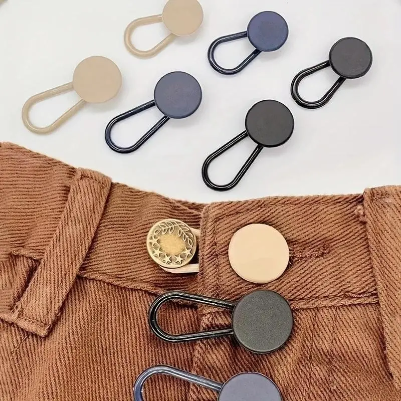 6-Pack Universal Fit Waistband Extenders, No-Sew Detachable Denim Button Extenders, Adjustable Elastic Waistband Buttons for Jeans